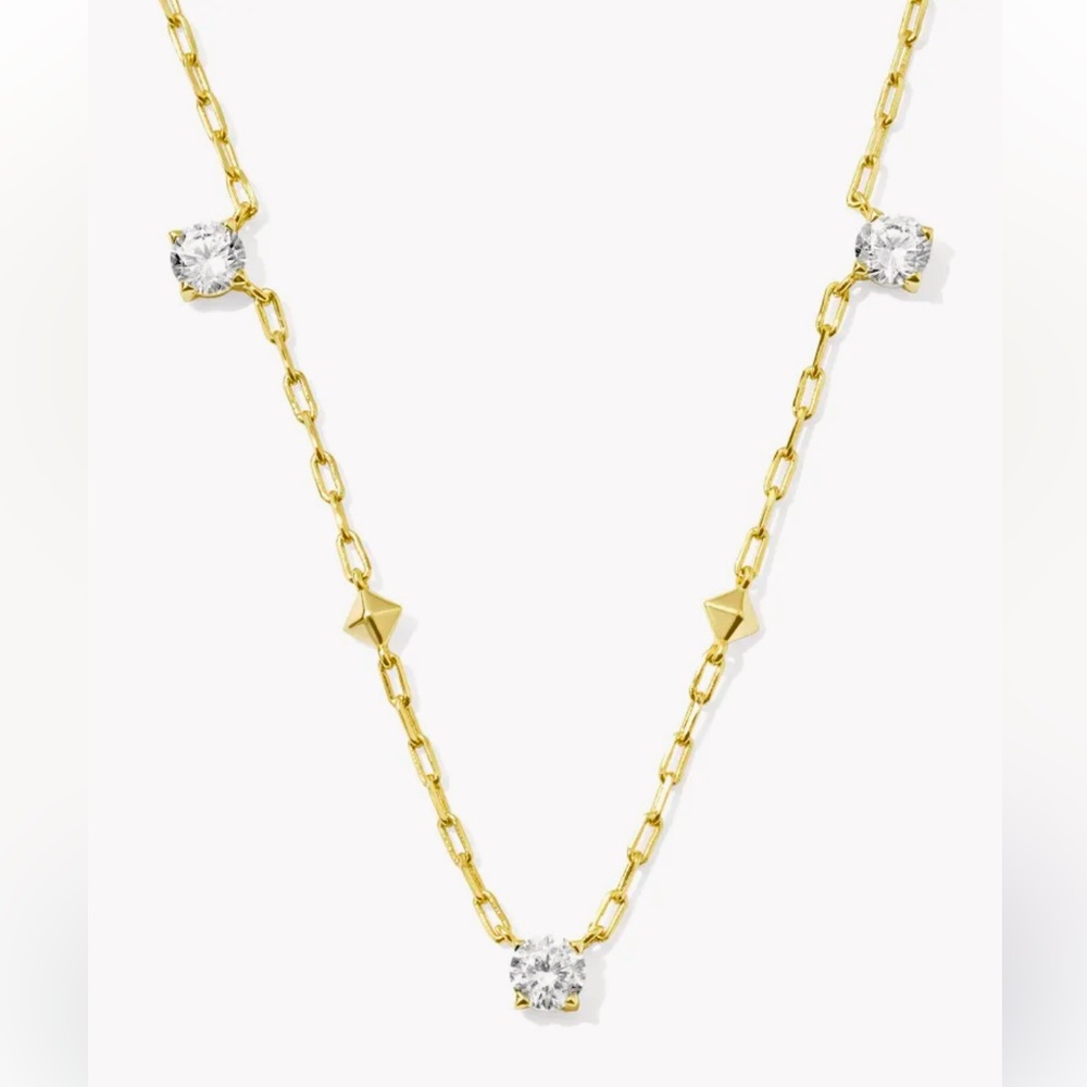 NWT Kendra Scott Jada Gold Strand Necklace in
White CZ - Picture 2 of 9